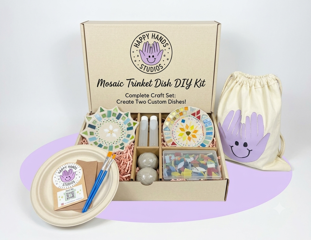 DIY Mosaic Trinket Dish Kit – Beginner Craft Kit for Adults
