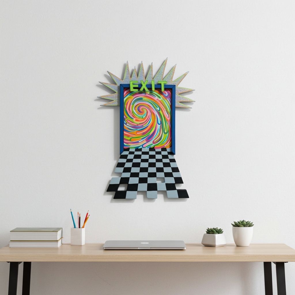 Exit to Elsewhere – Original Mixed Media Wall Art with 3D Elements