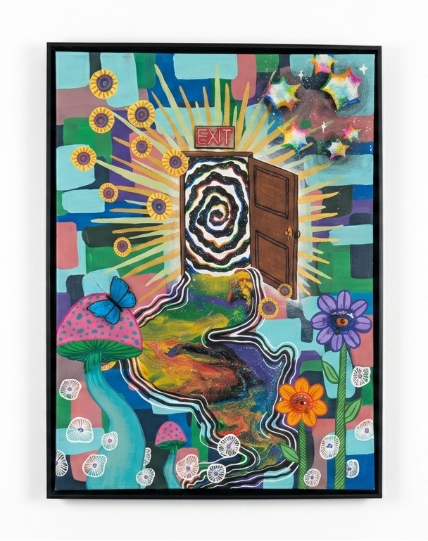Escaping Wonderland, original mixed media 3D wall art from the Secret Passageways Collection by Happy Hands Studios