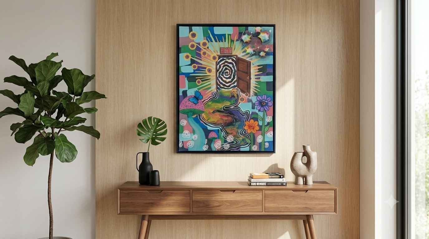 Escaping Wonderland – Original Mixed Media Wall Art with 3D Elements