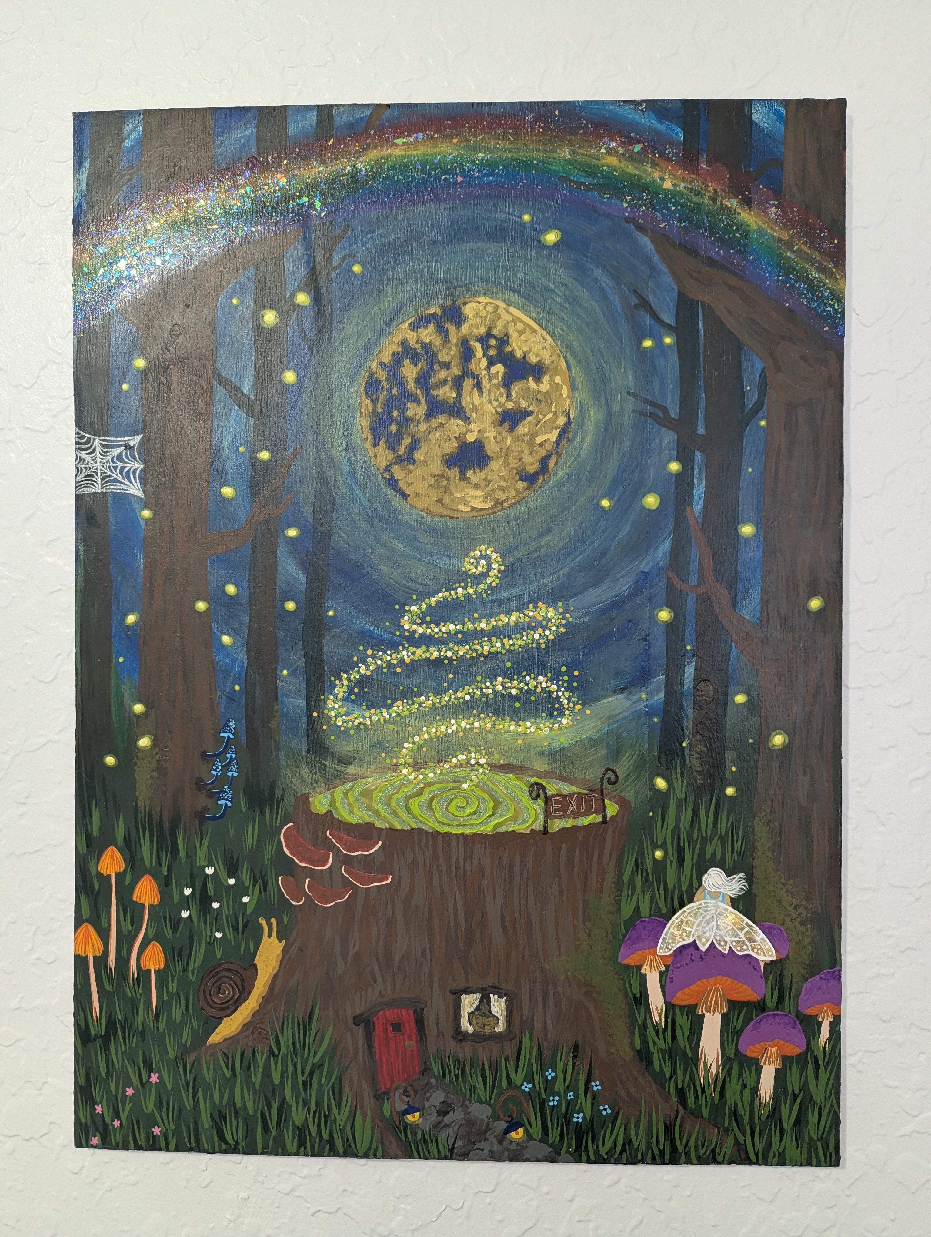 The Wayfinder original acrylic on wood wall art with 3D elements by Happy Hands Studios