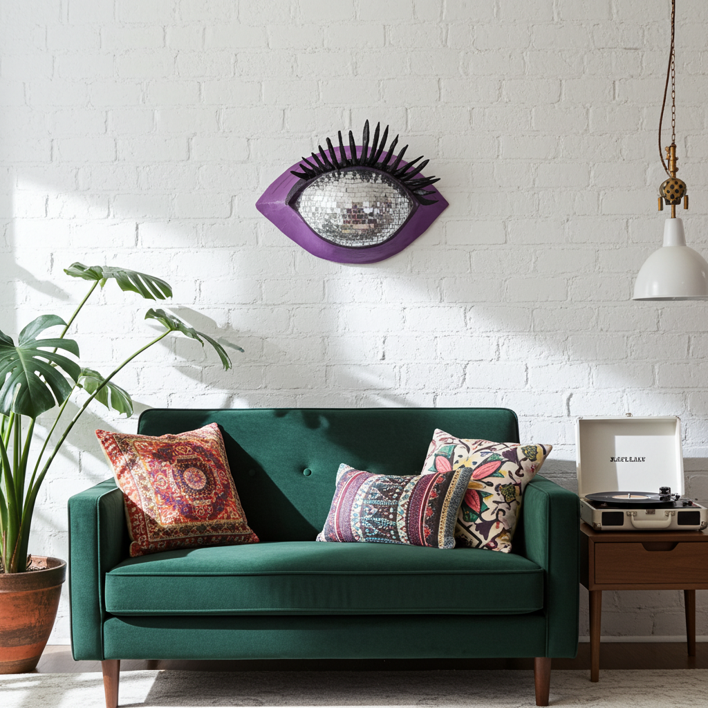 Dreamer's Eye 3D disco ball eye wall sculpture by Happy Hands Studios
